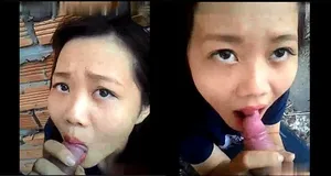 Em người yêu liếm cây hàng ở vườn sau nhà