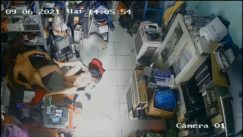 Người vợ chồng yêu chịch nhau trong của cây hàng máy tính